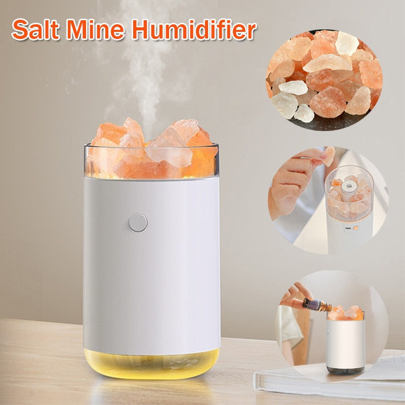 Crystal Salt Stone Desktop Humidifier: LED Aromatherapy Diffuser