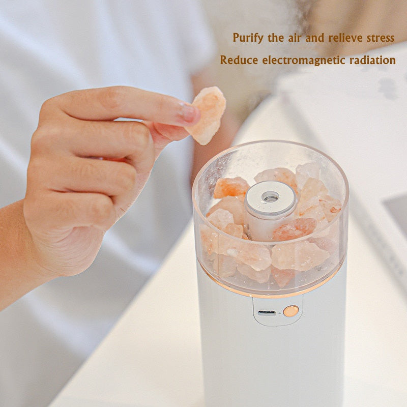 Crystal Salt Stone Desktop Humidifier: LED Aromatherapy Diffuser