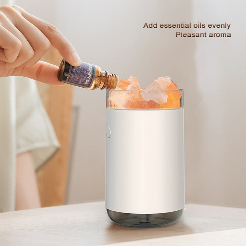 Crystal Salt Stone Desktop Humidifier: LED Aromatherapy Diffuser