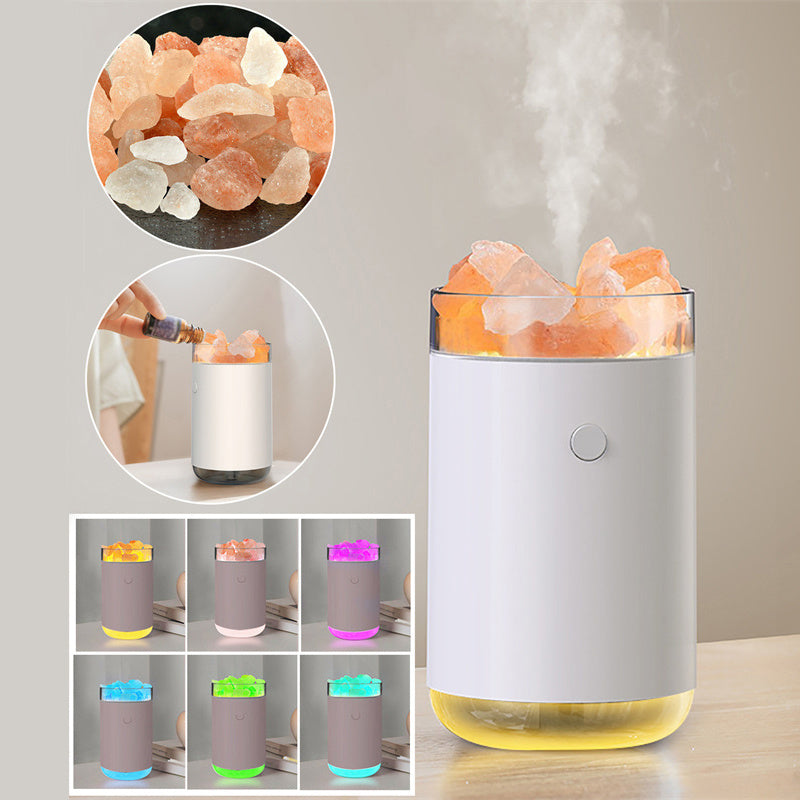 Crystal Salt Stone Desktop Humidifier: LED Aromatherapy Diffuser