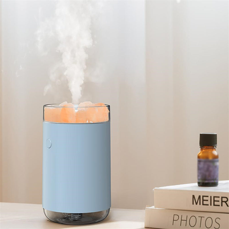 Crystal Salt Stone Desktop Humidifier: LED Aromatherapy Diffuser