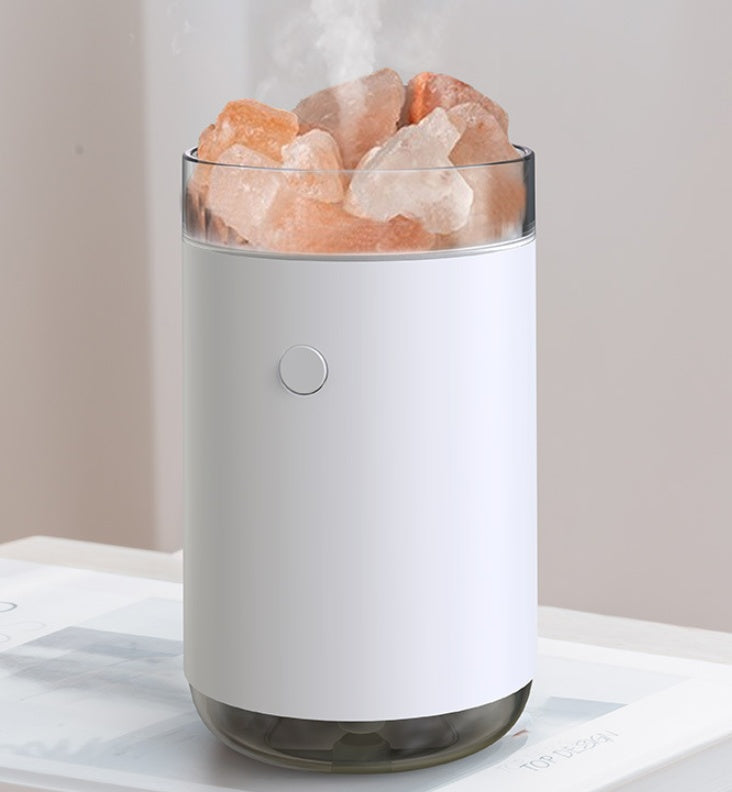 Crystal Salt Stone Desktop Humidifier: LED Aromatherapy Diffuser